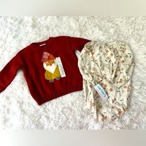Baby Gnome Sweater and Floral Longsleeve Onsie - 2 items - Size 18 months
